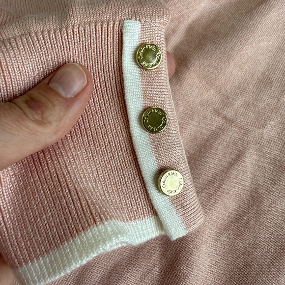 Women's Calvin Klein Sweater Size M Pink Cold Shoulder - Picture 2 of 7